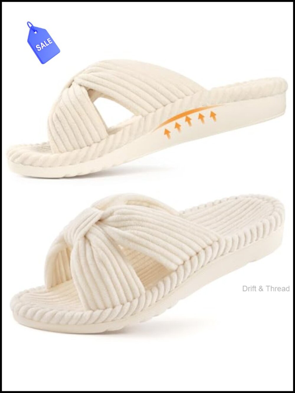 Women's Orthopedic Arch Support Corduroy Slippers Open Toe Memory Foam